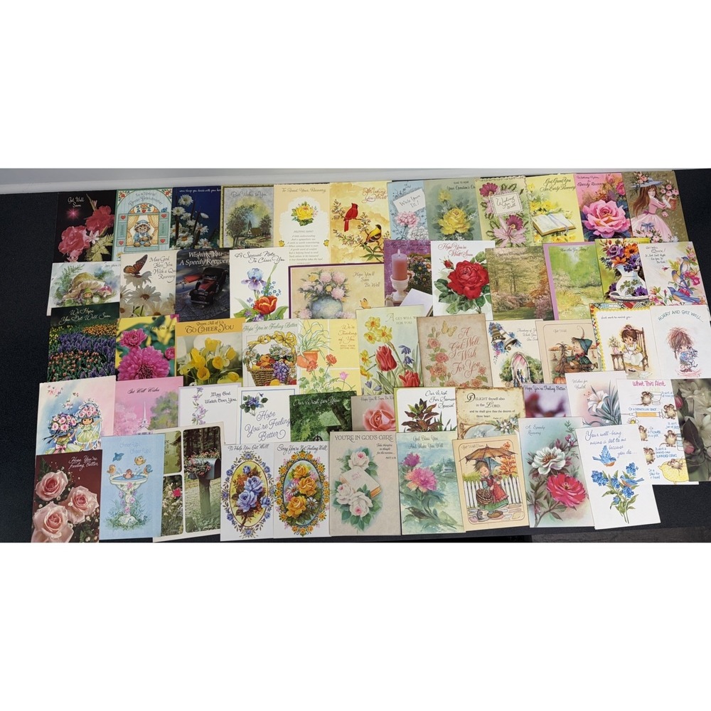 Vintage Get Well Cards Fronts ONLY Scrapbooking Crafts Decoupage Lot of 50+